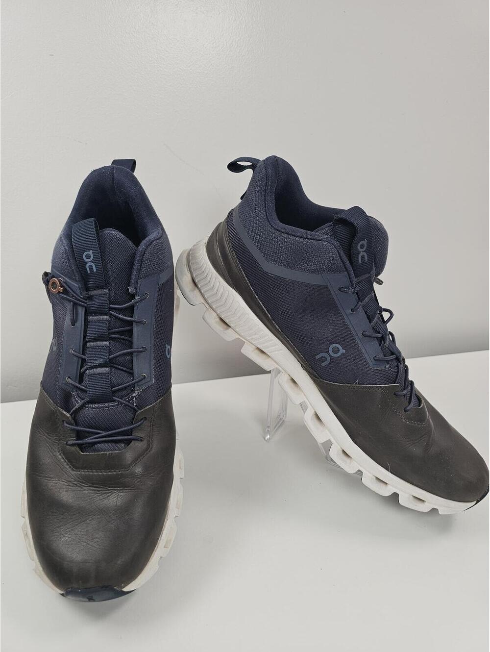 On Cloud Hi Waterproof Running Shoes - Navy and Brown Sz 11 M
